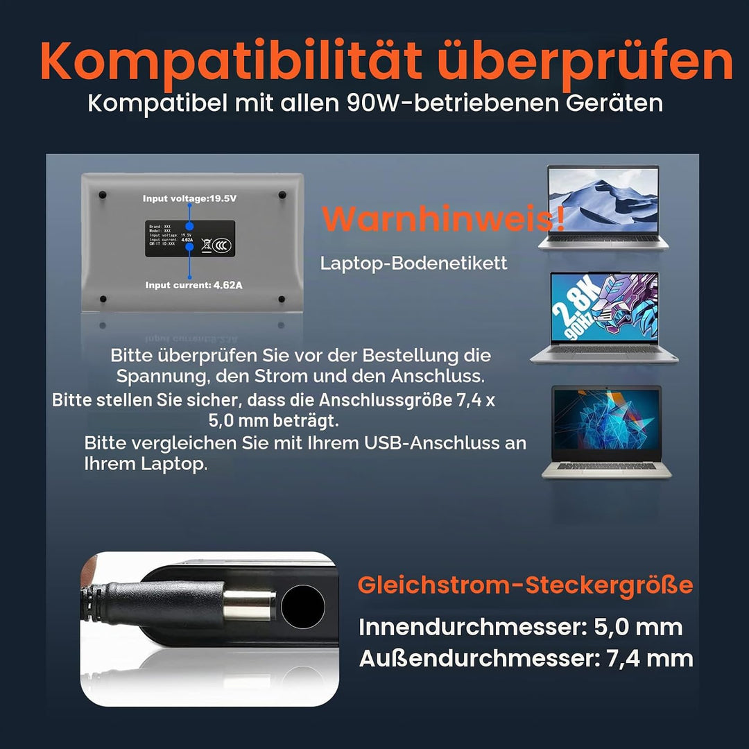 90W Netzteil Ladegerät Kompatibel mit Dell Latitude 5300 5400 3580 E3580 E5540 E6400 E6410 5480 5580