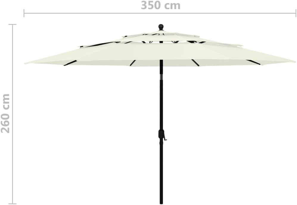 vidaXL Sonnenschirm mit Aluminium-Mast 3-lagig Ampelschirm Gartenschirm Marktschirm Strandschirm Kur
