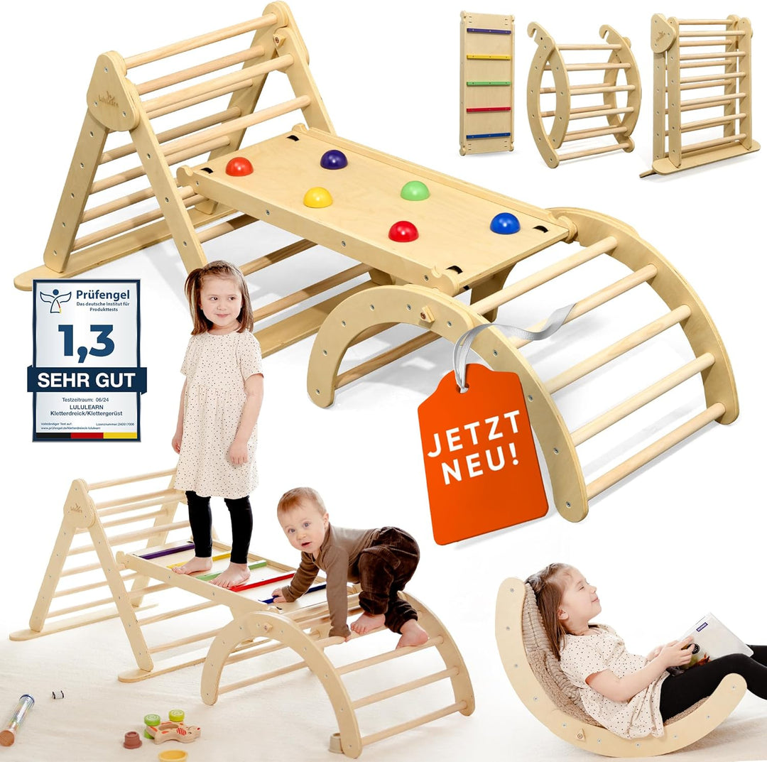 Lululearn® Klettergerüst [FALTBAR] ideal für Indoor & Outdoor-Bereich - Kletterdreieck & Kletterboge