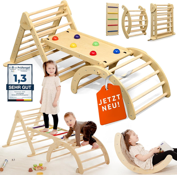 Lululearn® Klettergerüst [FALTBAR] ideal für Indoor & Outdoor-Bereich - Kletterdreieck & Kletterboge