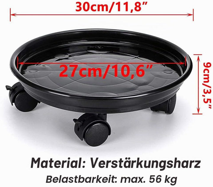 Skelang 2 Stück Blumentopfständer mit Rollen, 30cm Rollpflanzenständer, Pflanzenständer mit Universa