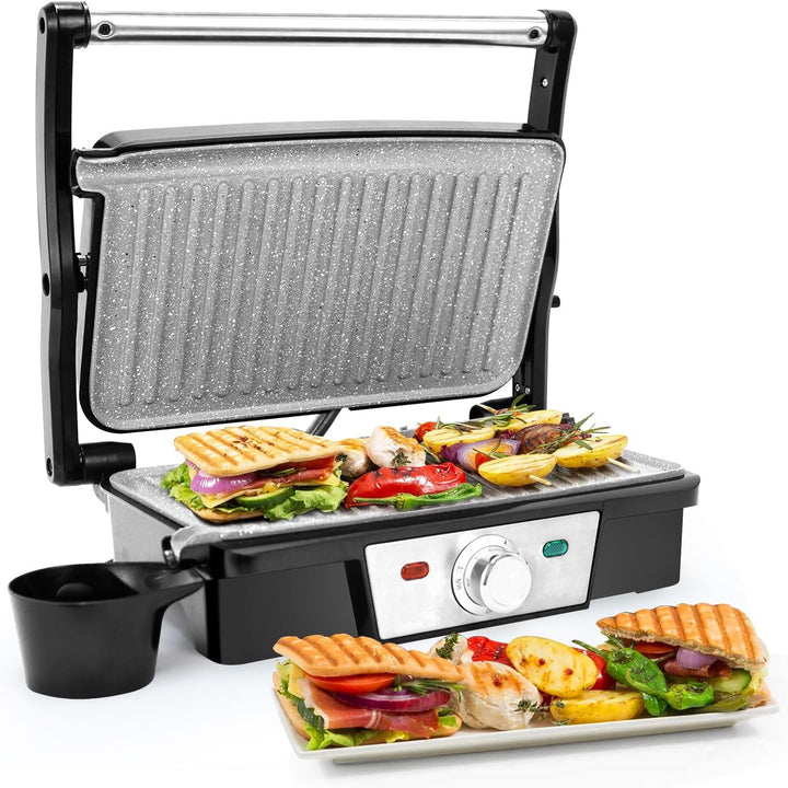 SUPERLEX Kontaktgrill Tischgrill 1500W für Steak, Sandwich Maker, Panini Grill, Toaster mit antihaft