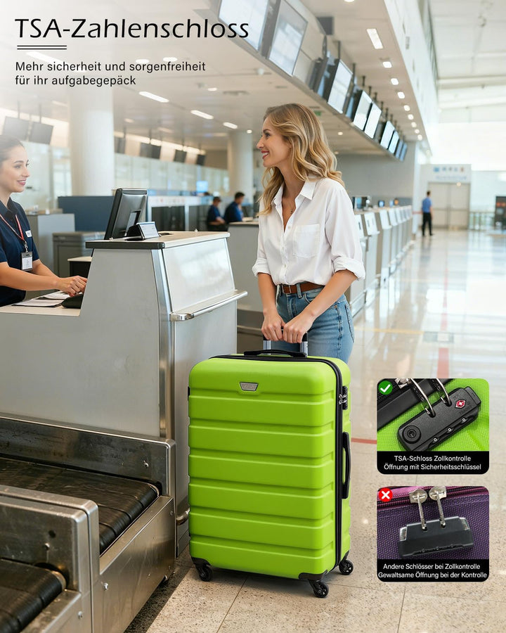 COOLIFE Hartschalen-Koffer Trolley Rollkoffer Reisekoffer ardschale Boardcase Handgepäck mit TSA-Sch