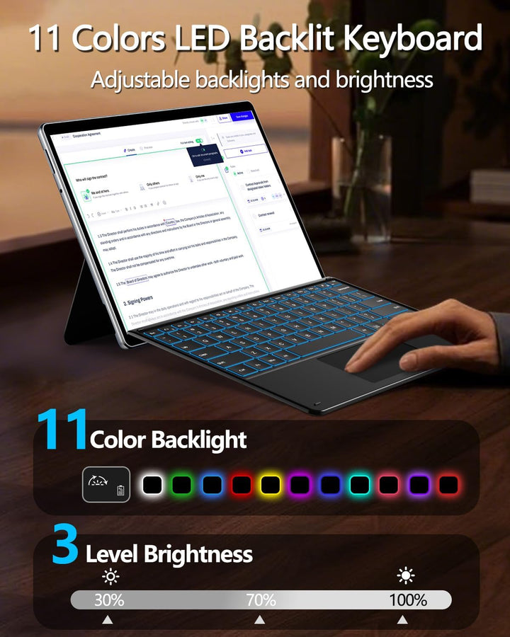 ORDA Surface Pro 11 Tastatur, Kompatibel mit Surface Pro 11/10/9/8/X mit Multi-Geste-Trackpad, 13 Zo