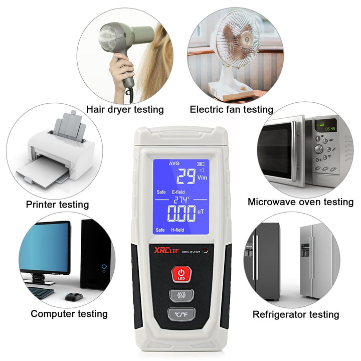 EMF Messgerät, XRCLIF Digitaler elektromagnetischer Strahlungsdetektor, Handheld EMF Tester für Zuha