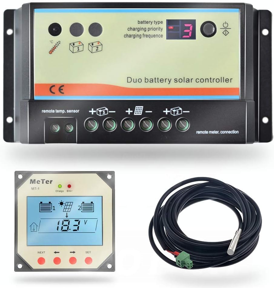 PWM 10A Dual Batterieladeregler, 12V 24V Auto für Wohnmobile, Boote, Wohnwagen, Busse oder Solarsyst