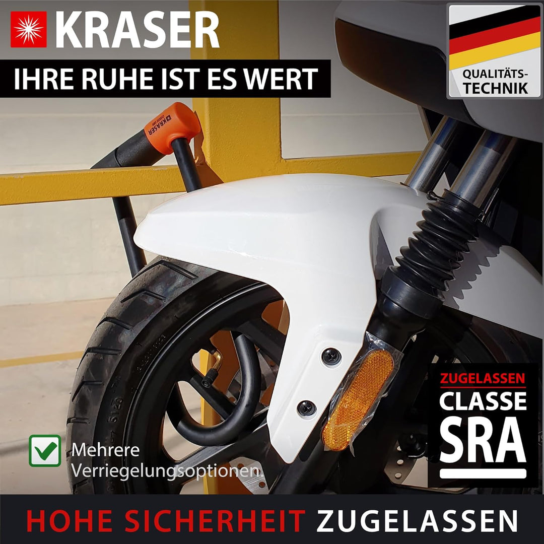 KRASER KR85L Anti-Diebstahl Motorrad Fahrradschloss Bügelschloss Vorhängeschloss U Homologiert SRA-S