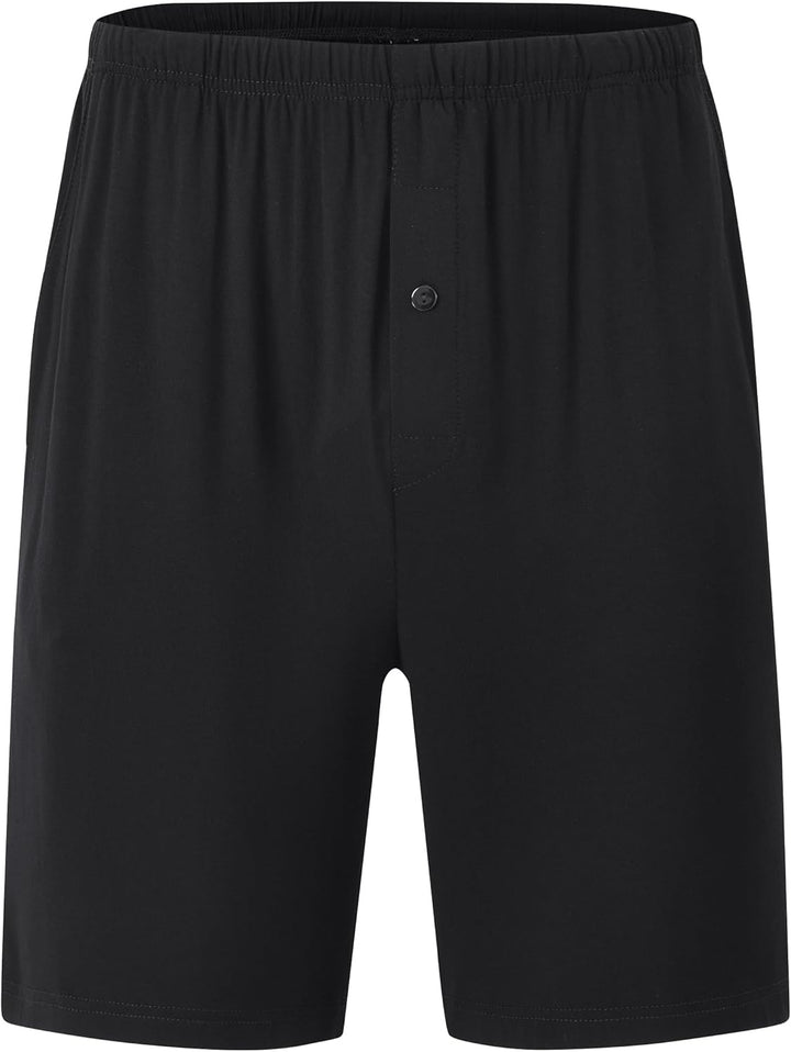 JINSHI Herren Schlafanzughosen Kurz Pyjamahose Sommer Nachtwäsche Shorts S 3er Pack- A (mit Knopflei