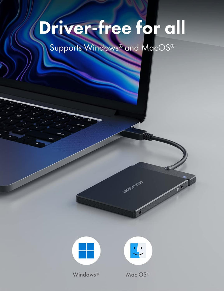 GRAUGEAR Aluminium M.2-SATA SSD Konverter, für B-Key M.2 NGFF zu 2,5” SATA, 2,5“ Bauform, 7 mm Einba