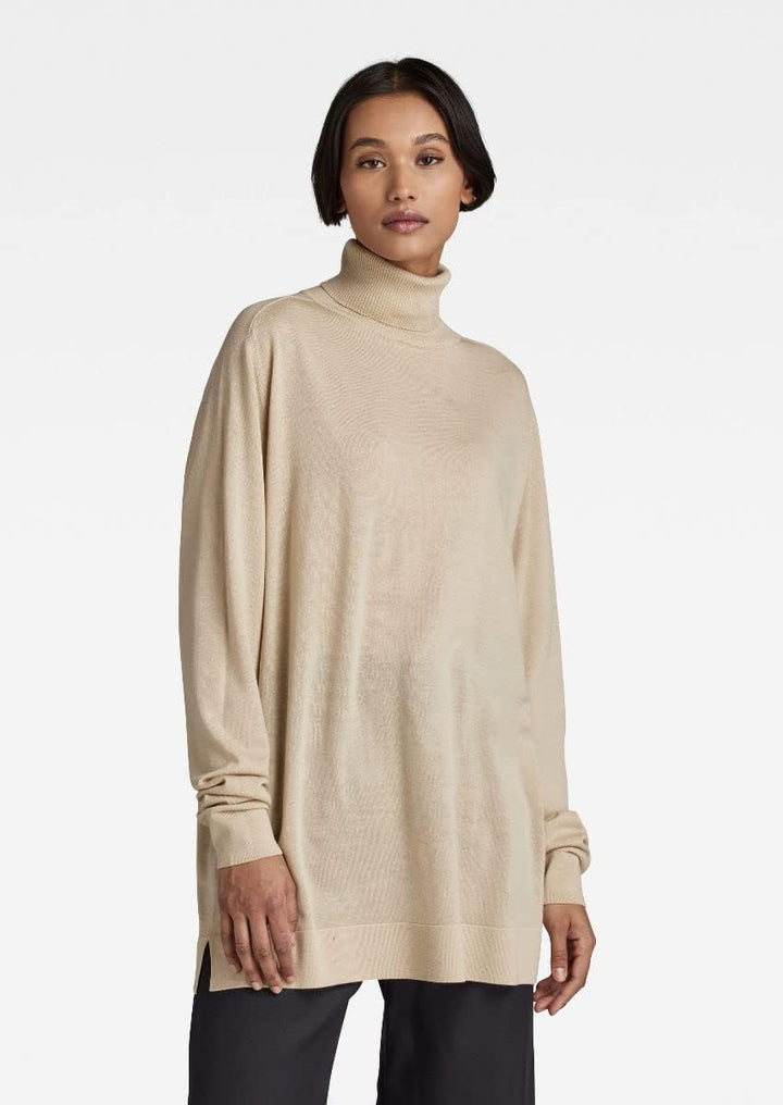 G-STAR RAW Damen Loose Knitted Turtleneck Pullover Knits XS Beige (Brown Rice D22502-b692-d309), XS