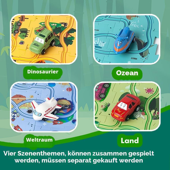 Auto Autorennbahn 12pcs DIY-Puzzlebahn für Kinder DIY-Route Cars Geschenkspiele ab 2-6 Jahren (Land)