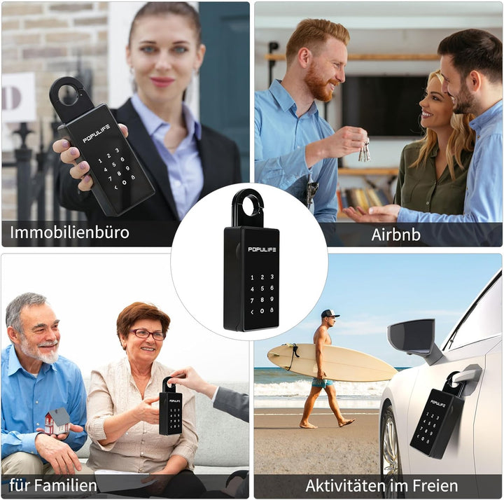 【Aktualisierte Version 2025】Populife Smart Schlüsselsafe，Bluetooth-Elektronischer Schlüsseltresor mi