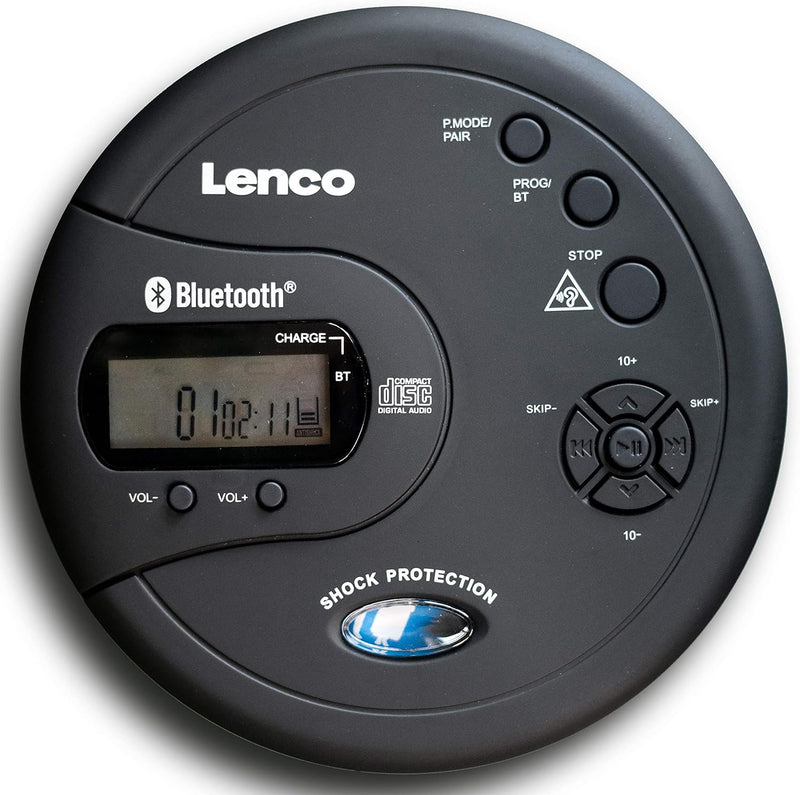 Lenco CD-300 - Tragbarer CD-Player Walkman - Bluetooth Diskman - CD Walkman - MP3 Funktion - Antisho