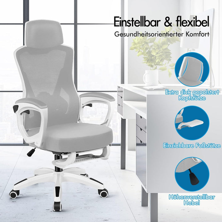 ALFORDSON Mesh Bürostuhl Chefsessel Schreibtischstuhl Ergonomischer,Hochlehner Grossflächiger Lenden