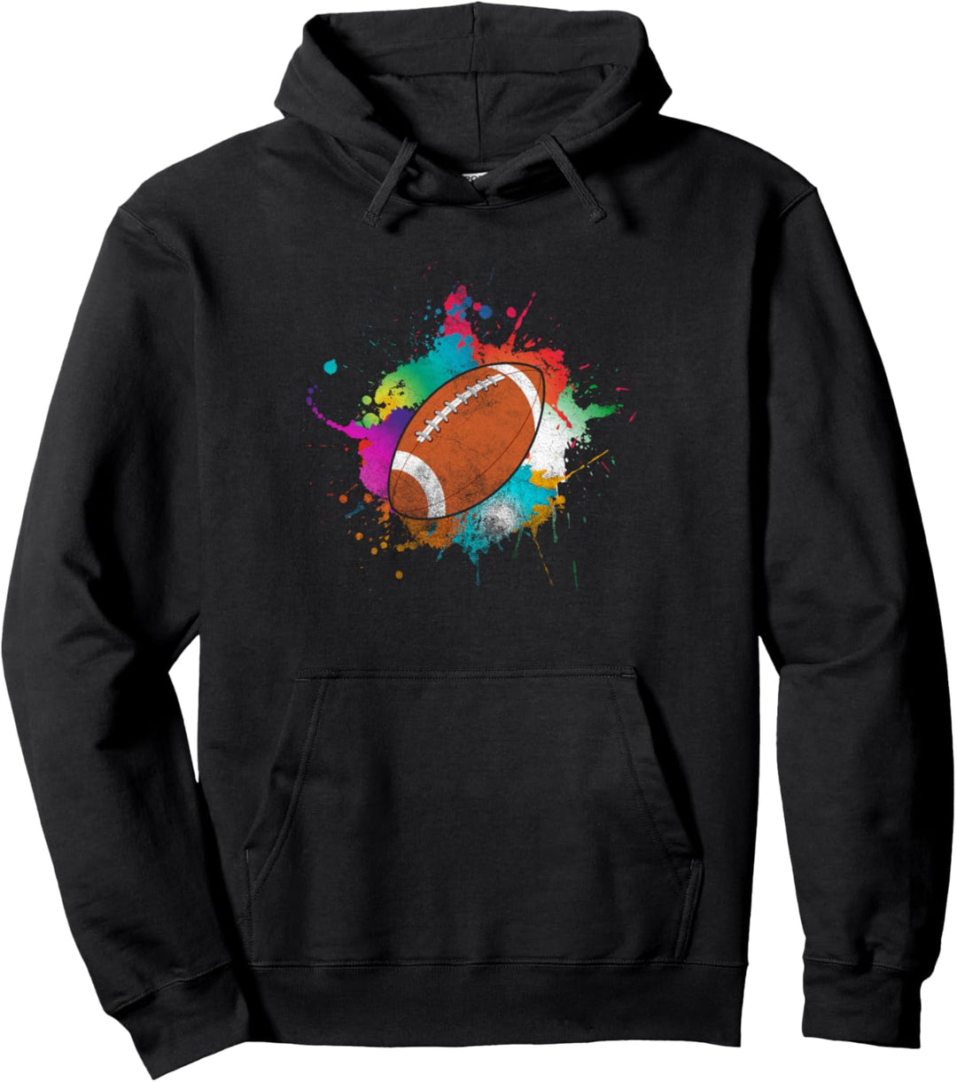 American Football Farbkleckse Football Vintage Geschenkidee Pullover Hoodie