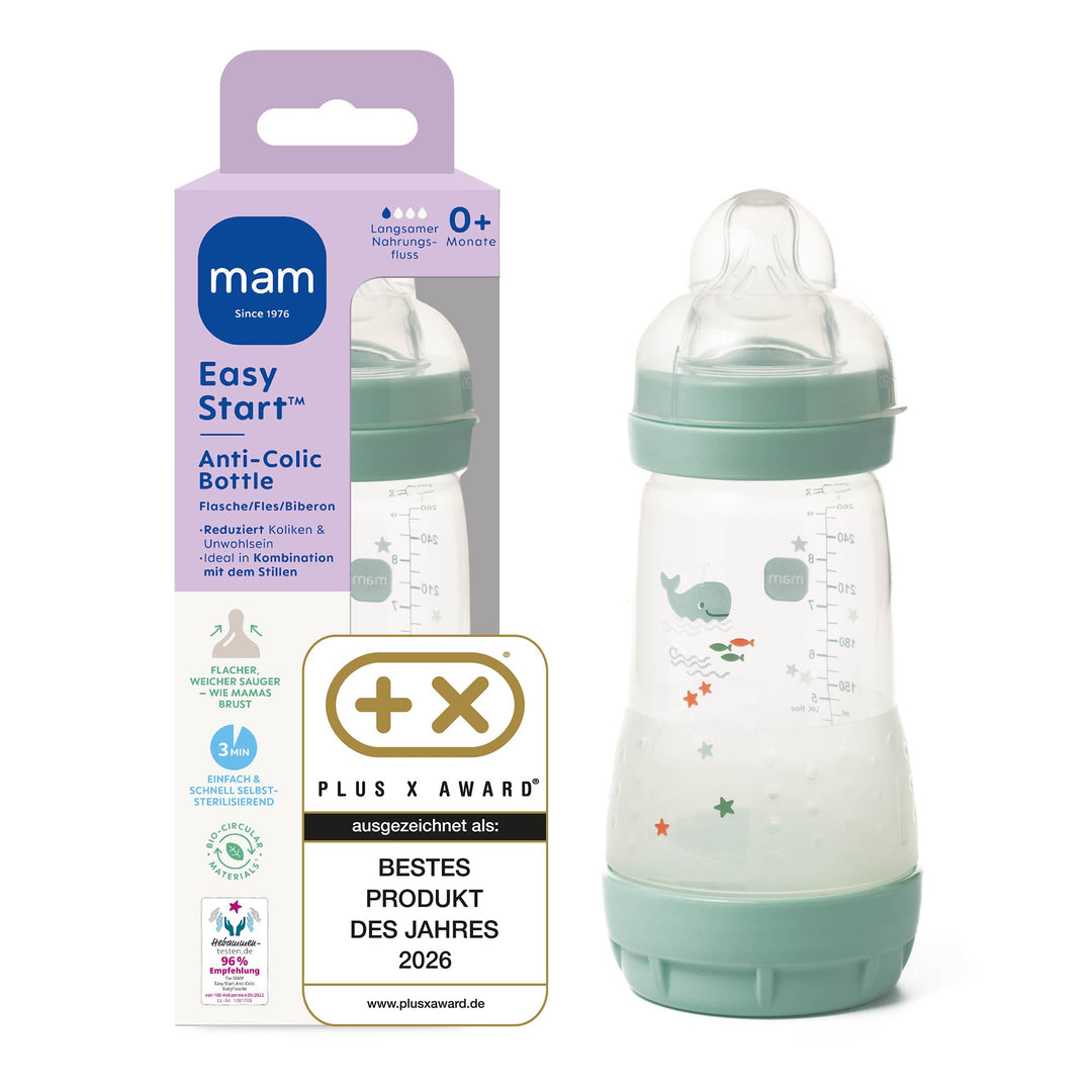 MAM Easy Start Anti-Colic Babyflasche | 0+ Monate | Testsieger | Milchflasche für Neugeborene | 94%