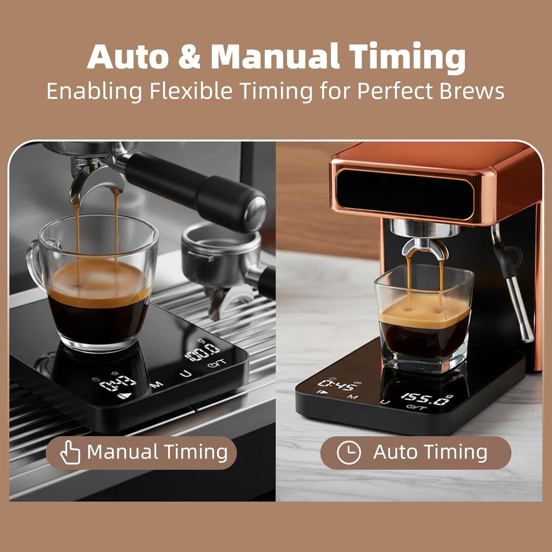 Diyife Rechteckige Kaffeewaage mit Timer, 2kg/0,1g Hochpräzise Digitale Waage - 6 Einheiten, 2 Timer