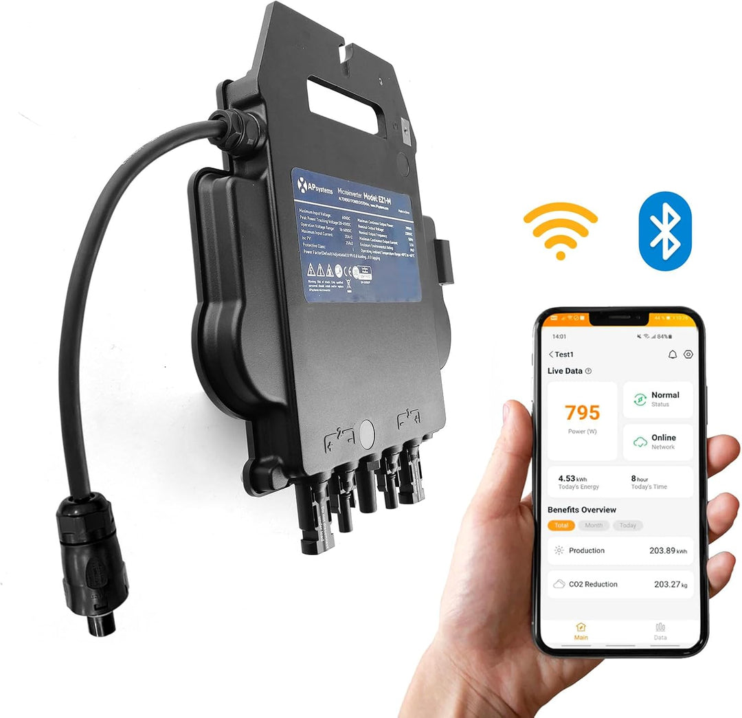 APsystems Mikrowechselrichter mit WLAN & Bluetooth, PV VDE Zertifiziert, Plug & Play Wechselrichter