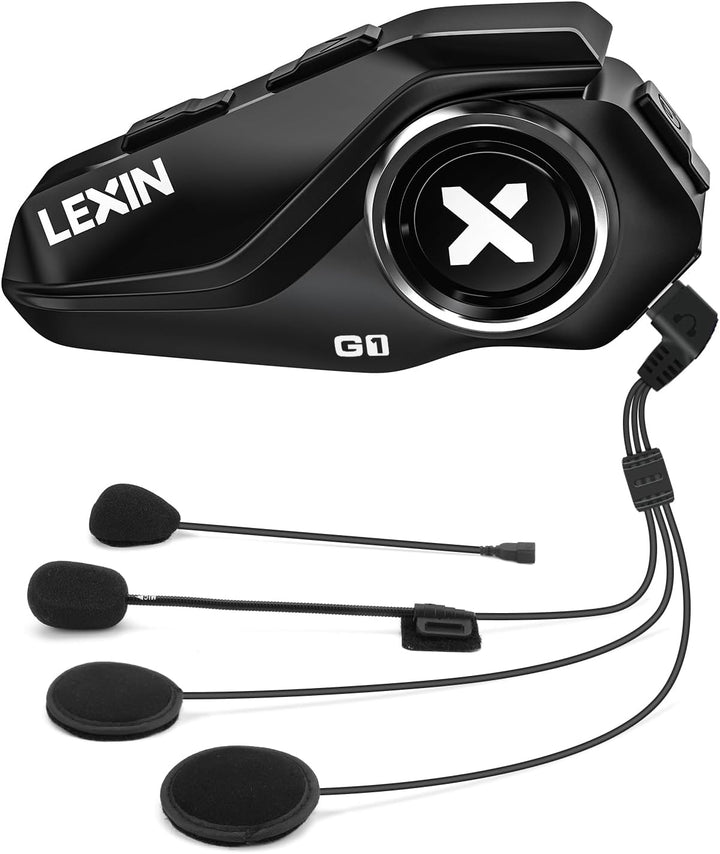 LEXIN G1 Motorrad Bluetooth 5.0 Kopfhörer, Helm Headset für Musik und Navi-Ansage Hören, Freihändige