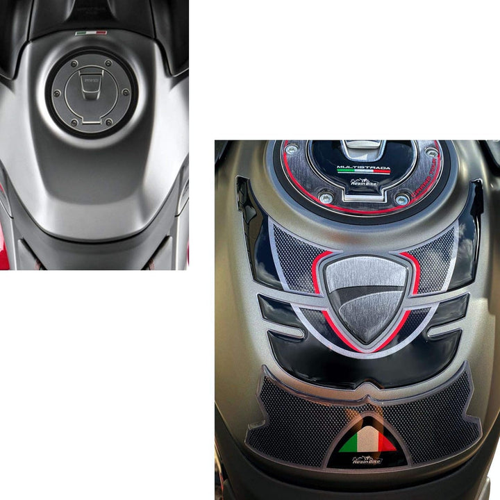 Resin Bike Aufkleber für Motorrad Kompatibel mit Ducati Multistrada 1260 S 2018-2020 Grand Tour. Tan