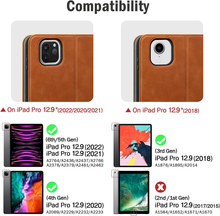 AUAUA Hülle für iPad Pro 12.9 Zoll 2022/2021/2020/2018 (6./5./4./3. Generation) mit Stifthalter, Aut