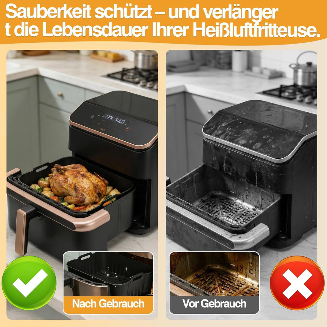 Heissluftfritteuse Silikonform Zubehör für COSORI Dual Blaze TwinFry 10L, 3 Stück Airfryer Silikonfo