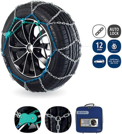 Veriga PC12-110 PRO COMPACT 12mm Schneeketten Satz (1 Paar= 2 Stück) manuelle Spannung für PKW 43119