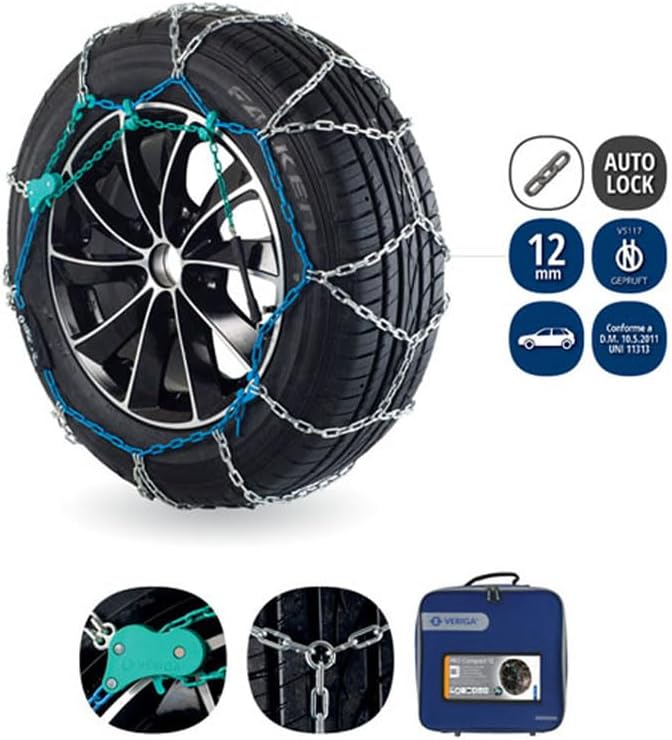 Veriga PC12-090 PRO COMPACT 12mm Schneeketten Satz (1 Paar= 2 Stück) manuelle Spannung für PKW 43117