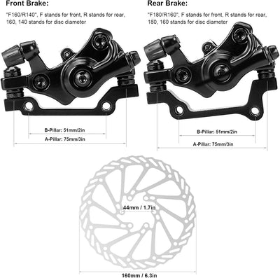 Bnineteenteam Fahrrad-Scheibenbremsen-Set, Universal-Druckguss-Aluminiumlegierung Vorne Hinten Schei