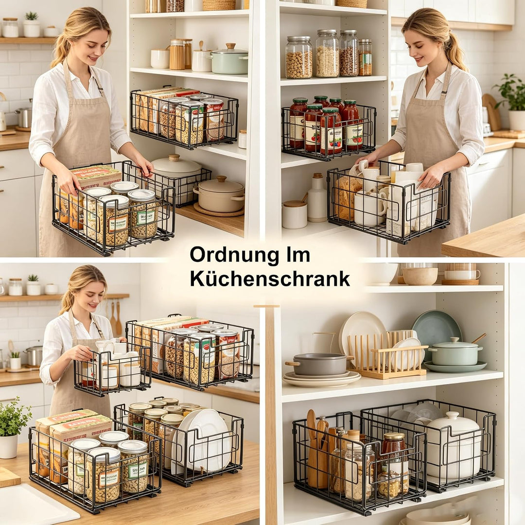 Teleskopschublade, 2 Stück, Ausziehbare Schublade Küche, Schubladen Organizer Ohne Bohren, Küchen Or