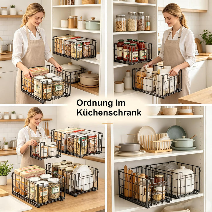 Teleskopschublade, 2 Stück, Ausziehbare Schublade Küche, Schubladen Organizer Ohne Bohren, Küchen Or