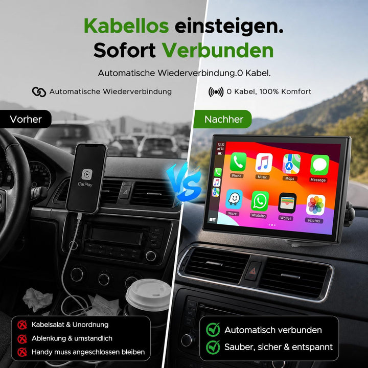 LAMTTO Wireless CarPlay Display &amp; Android Auto Display fürs Auto Nachrusten | 7 Zoll Tragbare Autora