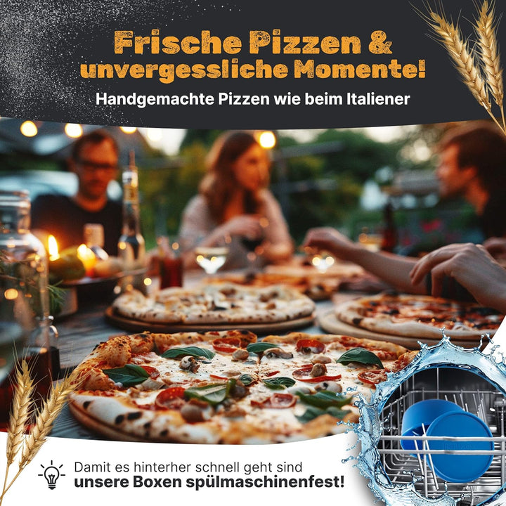 Pizzaballenbox mit Deckel 6er Set - Perfekt als Pizzabox, Gärbox & Teigbox - bis zu 350g Pizzateig B