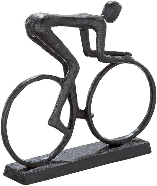 GILDE Design Skulptur Racer brüniert - Figur auf Rennrad - Höhe 15 cm Höhe 15 cm Braun, Höhe 15 cm B