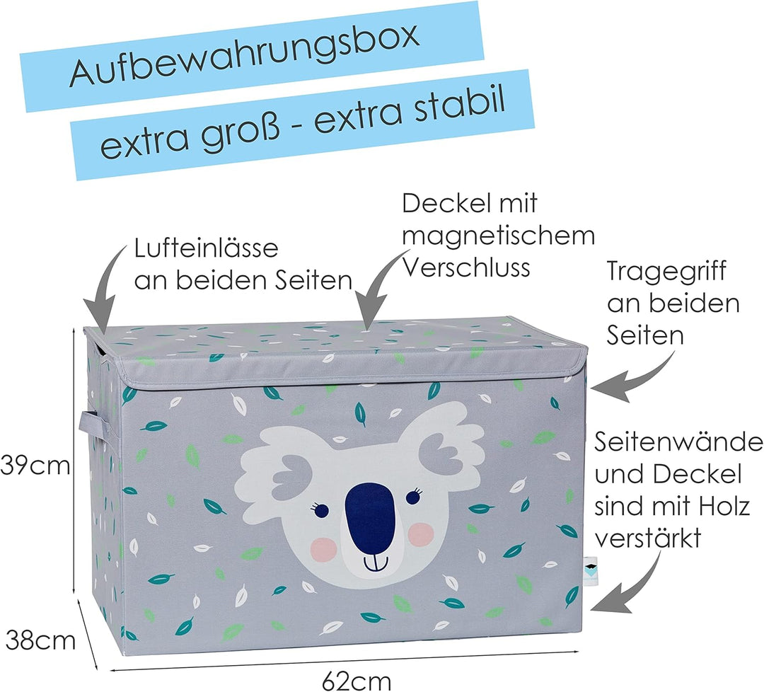 LOVE IT STORE IT Aufbewahrungsbox mit Deckel gross - Spielzeugtruhe aus Stoff - Verstärkt mit Holz -