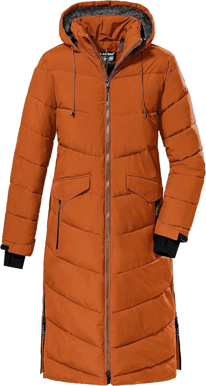 Killtec Damen Kow 62 Wmn Qltd Ct Wintermantel/Mantel in Daunenoptik mit Kapuze 40 braun, 40 braun