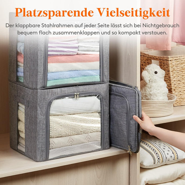 Lifewit 40L Aufbewahrungsbox mit Deckel, Kleidung Aufbewahrung, Faltbare Kleideraufbewahrung mit Met