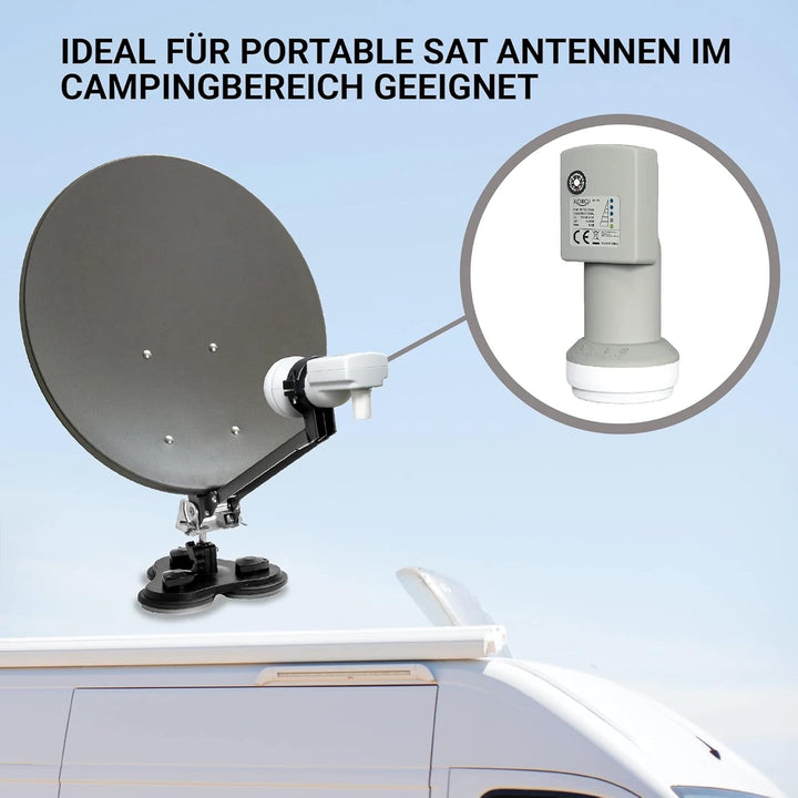 XORO Single LNB mit integriertem digitalem SAT-Finder, SF100, ideal für Camping, schnelle und einfac