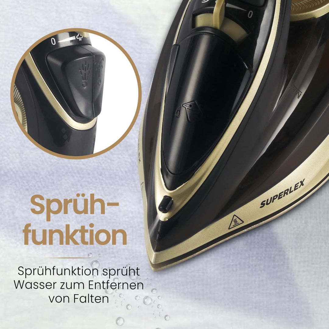 SUPERLEX Dampfbügeleisen Kabelloses 2600W, Vertikal Cordless Steam Iron Antihaftbeschichtung Keramik