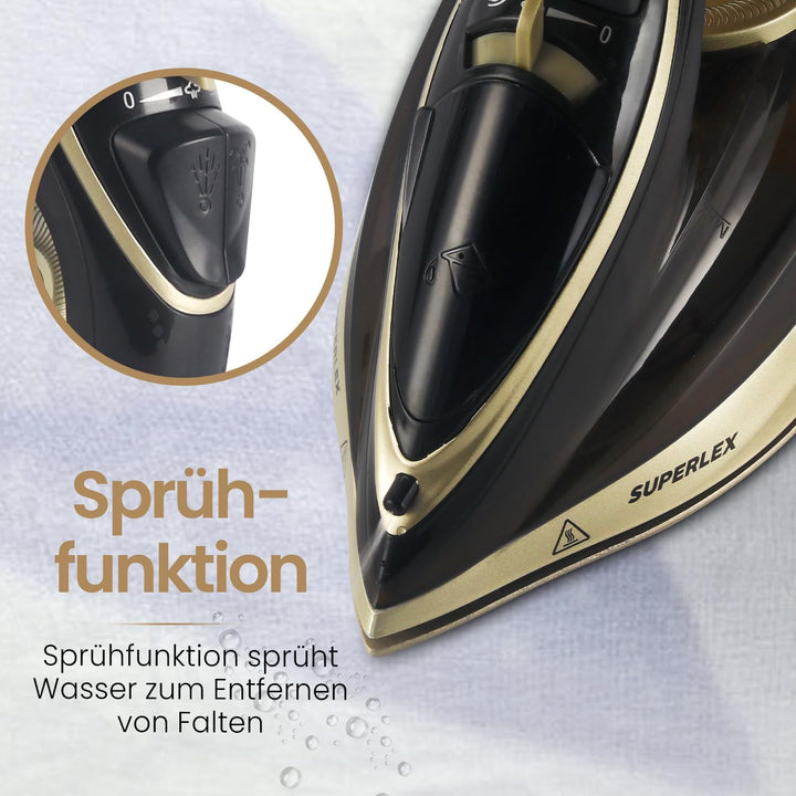SUPERLEX Dampfbügeleisen Kabelloses 2600W, Vertikal Cordless Steam Iron Antihaftbeschichtung Keramik