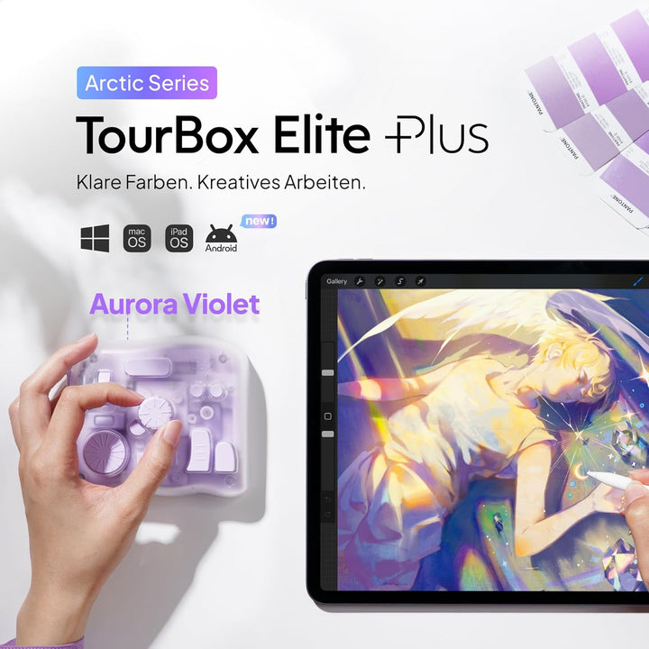 TOUR BOX Elite Plus, iPad-Zeichnen, Bluetooth-Controller für Video- und Foto- Bearbeitung, iPad/Mac/
