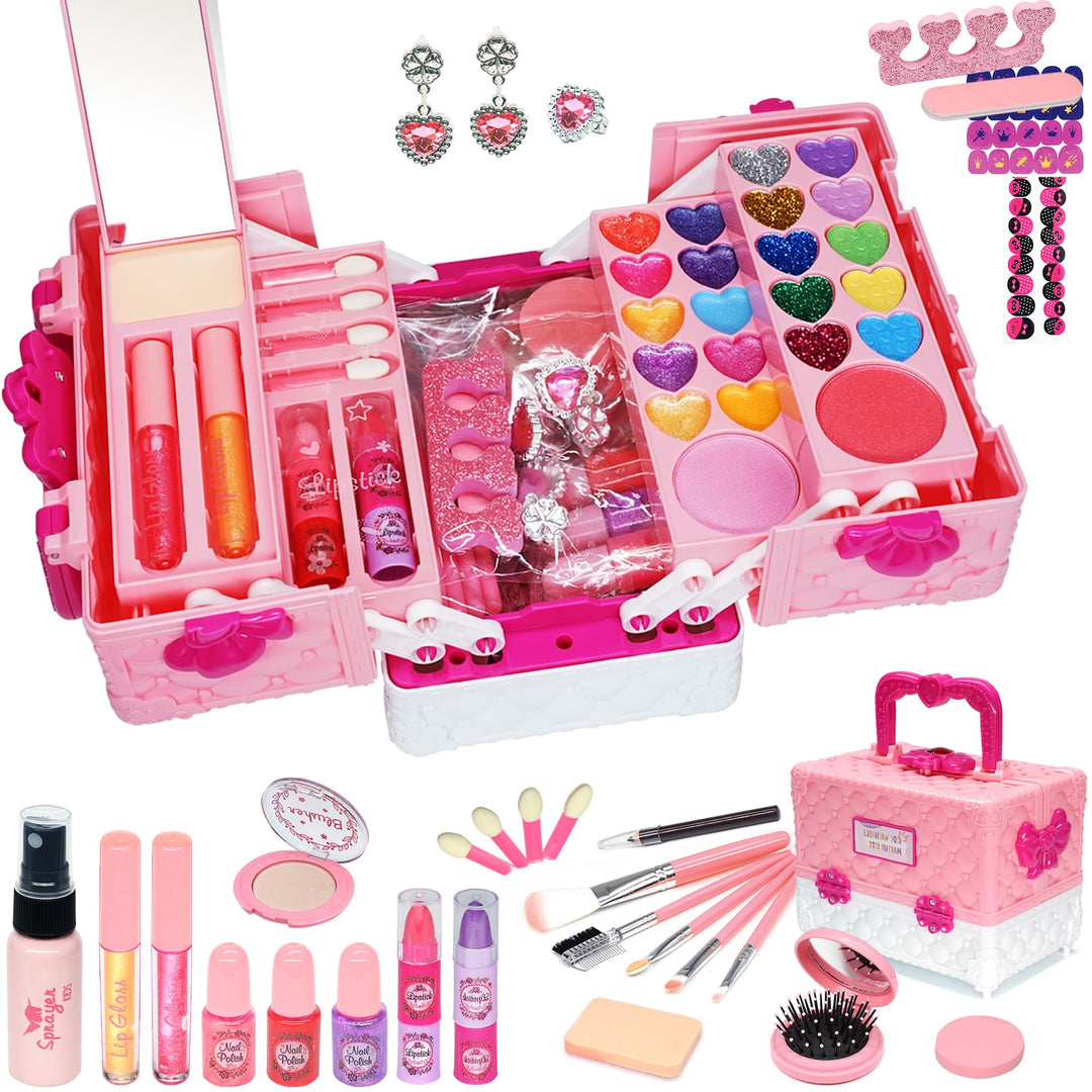 Kinderschminke Set Mädchen Schminkkoffer Mädchen - 54 PCS Waschbar und Sicher Kinder Schminkset , Pr