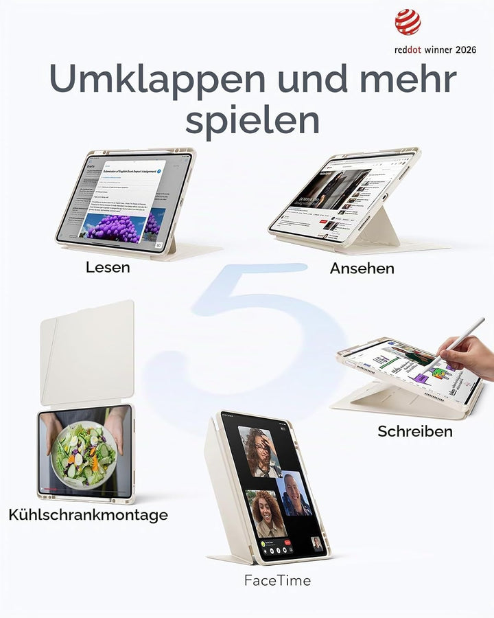 ESR Hülle für iPad Air 13 Zoll (2026/2025/2024) M4/M3/M2, Vertikale Stand, Mehrere Standwinkel, Ultr