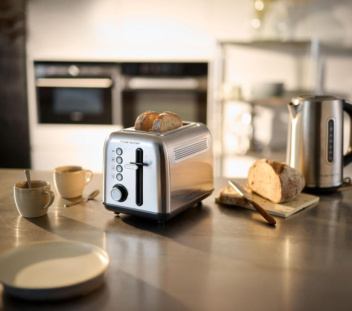 riviera&bar 2-Scheiben Toaster – 7 Bräunungsstufen, Auftauen, Aufwärmen & Vollkornfunktion, High-Lif
