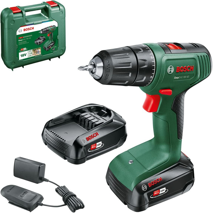 Bosch Home and Garden 06039D8005 Bosch Akkuschrauber EasyDrill 18V-40 (2 Akku 2,0 Ah, 18 Volt System