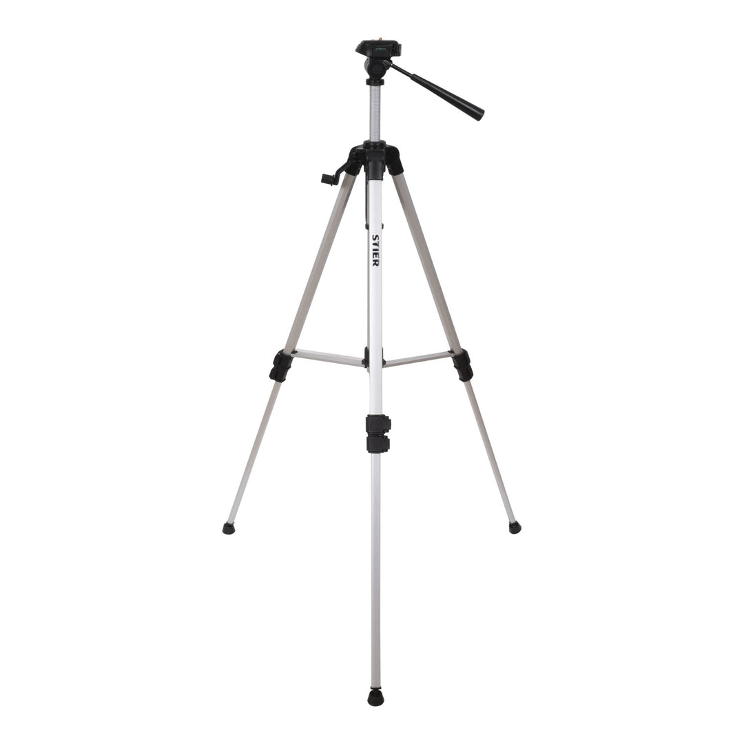 STIER Stativ 160, Baustativ aus Aluminium, Arbeitshöhe 57 bis 161 cm, 360° Drehfunktion, Neigungsfun