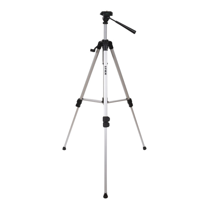 STIER Stativ 160, Baustativ aus Aluminium, Arbeitshöhe 57 bis 161 cm, 360° Drehfunktion, Neigungsfun