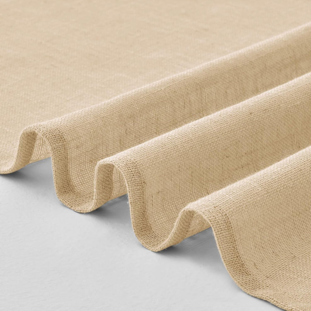 Woaboy Leinen Gardinen Beige Vorhänge Wohnzimmer Halbtransparent mit Ösen Stores Gardine Leinenoptik