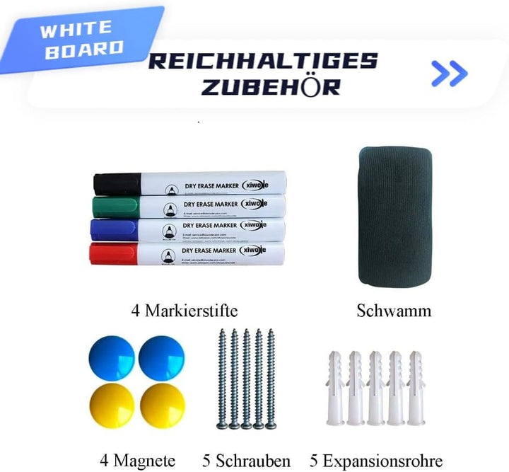 XIWODE Whiteboard, Whiteboard magnetisch, Magnettafel whiteboards, Alurahmen, für Büro, Gewerbe und