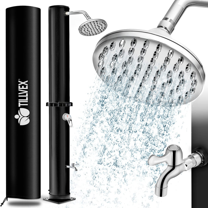 tillvex Solardusche 20 Liter | Solar Garten-dusche warmes Wasser | Pooldusche Camping | ohne Stroman